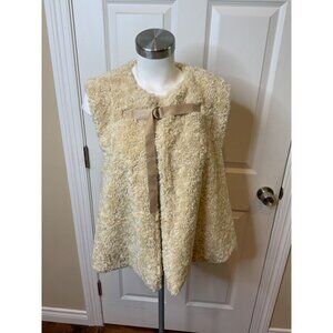 Akemi + Kin Cream Fuzzy Fleece Vest W/ Cinch Closure,  One Size